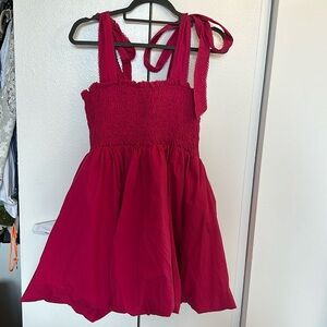 LoveShackFancy Amada Tie Shoulder Pink Dress